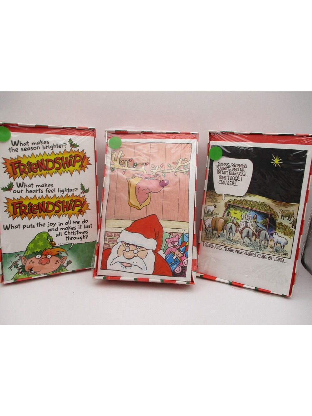 Vintage 1996 Cartoon Christmas Novelty Gift Boxes Set Lot of 3 Adult Booze Open
